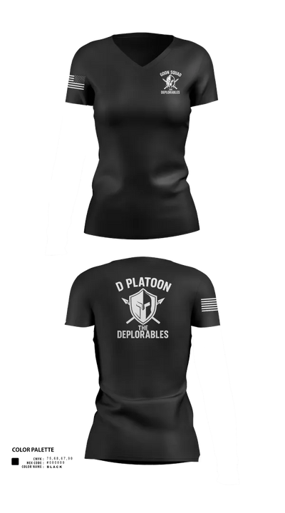 D Platoon 37319682 Women's Short Sleeve V-neck Shirt - 100