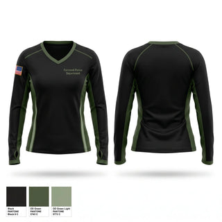 Womens Long Sleeve Vneck Shirt, Fairmont Police Department, Police, Teamtime, Team time, sublimation, custom sports apparel, team uniforms, spirit wear, spiritwear, sports uniforms, custom shirts, team store, custom team store, fundraiser sports, apparel fundraiser