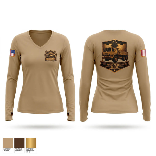 Womens Long Sleeve Vneck Shirt, 118th Military Police Battalion, National Guard, Teamtime, Team time, sublimation, custom sports apparel, team uniforms, spirit wear, spiritwear, sports uniforms, custom shirts, team store, custom team store, fundraiser sports, apparel fundraiser