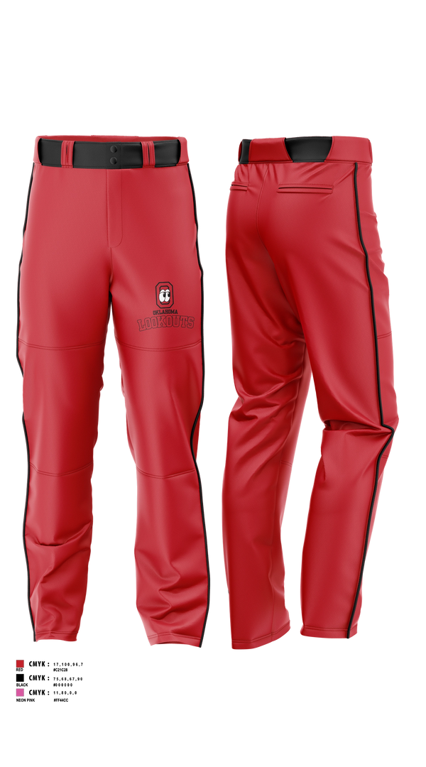 Baseball Pants, OKLAHOMA LOOKOUTS, Baseball, Teamtime, Team time, sublimation, custom sports apparel, team uniforms, spirit wear, spiritwear, sports uniforms, custom shirts, team store, custom team store, fundraiser sports, apparel fundraiser