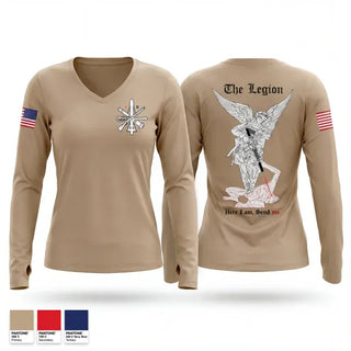Womens Long Sleeve Vneck Shirt, 1st Platoon / B CO / 2-5 CAV, Army, Teamtime, Team time, sublimation, custom sports apparel, team uniforms, spirit wear, spiritwear, sports uniforms, custom shirts, team store, custom team store, fundraiser sports, apparel fundraiser