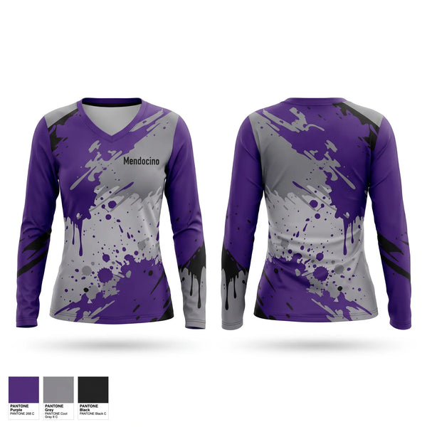 Womens Long Sleeve Vneck Shirt, Mendocino, Baseball, Teamtime, Team time, sublimation, custom sports apparel, team uniforms, spirit wear, spiritwear, sports uniforms, custom shirts, team store, custom team store, fundraiser sports, apparel fundraiser