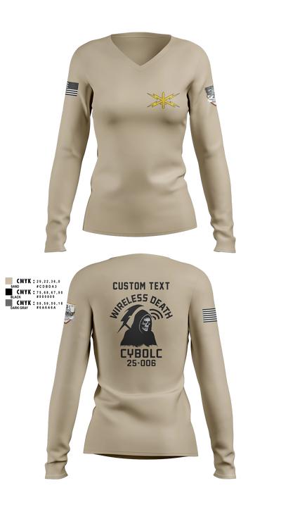 Bravo Company, 401st Cyber Battalion 75539801 Women's Long Sleeve V-neck Shirt - 6