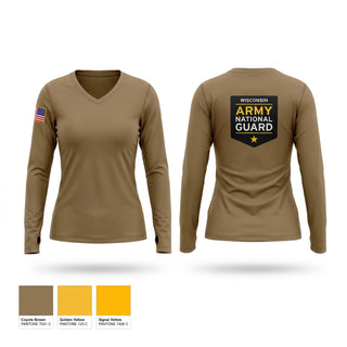 Womens Long Sleeve Vneck Shirt, RSP Wolverines, National Guard, Teamtime, Team time, sublimation, custom sports apparel, team uniforms, spirit wear, spiritwear, sports uniforms, custom shirts, team store, custom team store, fundraiser sports, apparel fundraiser