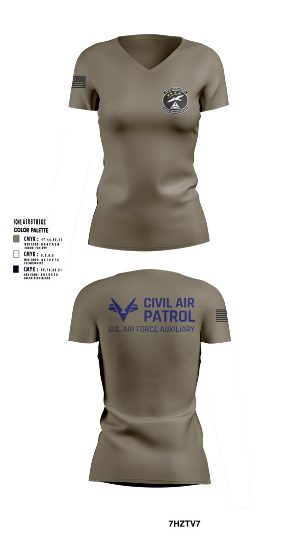 Womens Short Sleeve Vneck Shirt, VFW Post 8191Patrick Composite Squadron, Air Force, Teamtime, Team time, sublimation, custom sports apparel, team uniforms, spirit wear, spiritwear, sports uniforms, custom shirts, team store, custom team store, fundraiser sports, apparel fundraiser