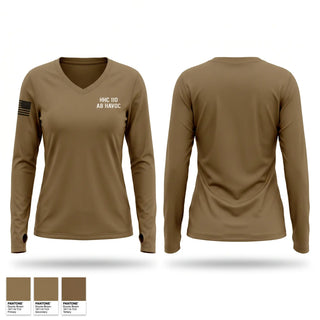 Womens Long Sleeve Vneck Shirt, HHC 1-10 AB HAVOC, Army, Teamtime, Team time, sublimation, custom sports apparel, team uniforms, spirit wear, spiritwear, sports uniforms, custom shirts, team store, custom team store, fundraiser sports, apparel fundraiser