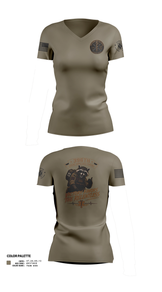 Womens Short Sleeve Vneck Shirt, 396th MCGA, Army, Teamtime, Team time, sublimation, custom sports apparel, team uniforms, spirit wear, spiritwear, sports uniforms, custom shirts, team store, custom team store, fundraiser sports, apparel fundraiser