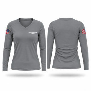 Womens Long Sleeve Vneck Shirt, Agent Maintenance Program, Police, Teamtime, Team time, sublimation, custom sports apparel, team uniforms, spirit wear, spiritwear, sports uniforms, custom shirts, team store, custom team store, fundraiser sports, apparel fundraiser