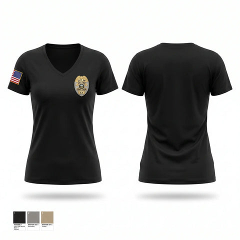 Womens Short Sleeve Vneck Shirt, Cotter Police Department, Police, Teamtime, Team time, sublimation, custom sports apparel, team uniforms, spirit wear, spiritwear, sports uniforms, custom shirts, team store, custom team store, fundraiser sports, apparel fundraiser