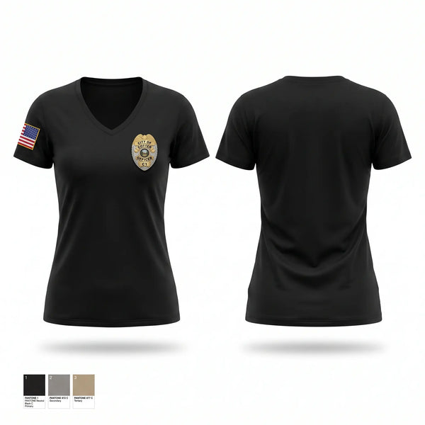 Womens Short Sleeve Vneck Shirt, Cotter Police Department, Police, Teamtime, Team time, sublimation, custom sports apparel, team uniforms, spirit wear, spiritwear, sports uniforms, custom shirts, team store, custom team store, fundraiser sports, apparel fundraiser