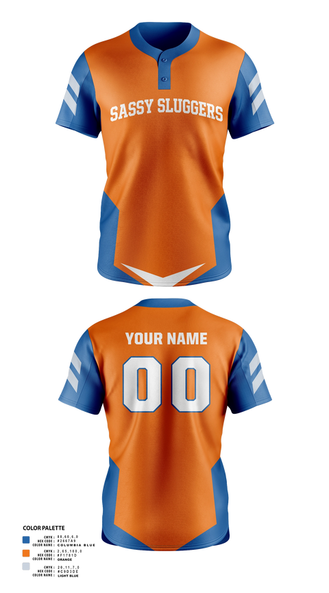 Two Button Softball Jersey, Sassy sluggers, Softball, Teamtime, Team time, sublimation, custom sports apparel, team uniforms, spirit wear, spiritwear, sports uniforms, custom shirts, team store, custom team store, fundraiser sports, apparel fundraiser