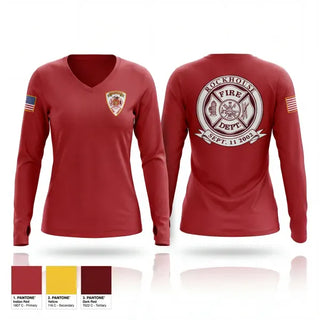 Womens Long Sleeve Vneck Shirt, Rockhouse vol Fire department, Fire Department, Teamtime, Team time, sublimation, custom sports apparel, team uniforms, spirit wear, spiritwear, sports uniforms, custom shirts, team store, custom team store, fundraiser sports, apparel fundraiser