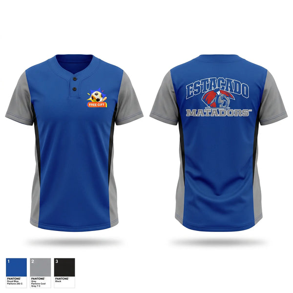 Two Button Softball Jersey, Lady Matadors, Softball, Teamtime, Team time, sublimation, custom sports apparel, team uniforms, spirit wear, spiritwear, sports uniforms, custom shirts, team store, custom team store, fundraiser sports, apparel fundraiser