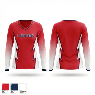 Womens Long Sleeve Vneck Shirt, Lady Patriots, Softball, Teamtime, Team time, sublimation, custom sports apparel, team uniforms, spirit wear, spiritwear, sports uniforms, custom shirts, team store, custom team store, fundraiser sports, apparel fundraiser
