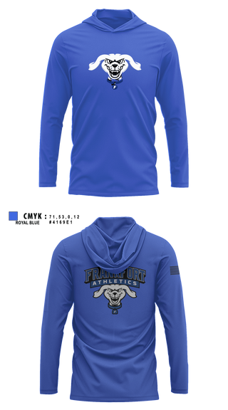 Long Sleeve Hooded Sun Shirt, Frankfort Hotdogs, Baseball, Teamtime, Team time, sublimation, custom sports apparel, team uniforms, spirit wear, spiritwear, sports uniforms, custom shirts, team store, custom team store, fundraiser sports, apparel fundraiser
