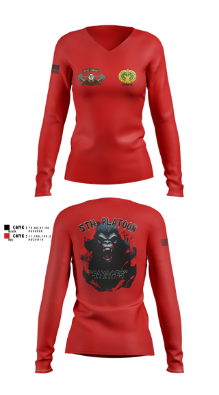 Womens Long Sleeve Vneck Shirt, Echo Company, , Teamtime, Team time, sublimation, custom sports apparel, team uniforms, spirit wear, spiritwear, sports uniforms, custom shirts, team store, custom team store, fundraiser sports, apparel fundraiser