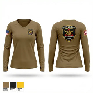 Womens Long Sleeve Vneck Shirt, Co D 2-121 IN, Army, Teamtime, Team time, sublimation, custom sports apparel, team uniforms, spirit wear, spiritwear, sports uniforms, custom shirts, team store, custom team store, fundraiser sports, apparel fundraiser