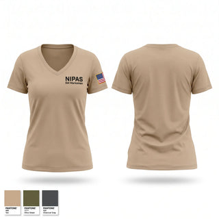 Womens Short Sleeve Vneck Shirt, NIPAS Est Marksmen, Police, Teamtime, Team time, sublimation, custom sports apparel, team uniforms, spirit wear, spiritwear, sports uniforms, custom shirts, team store, custom team store, fundraiser sports, apparel fundraiser