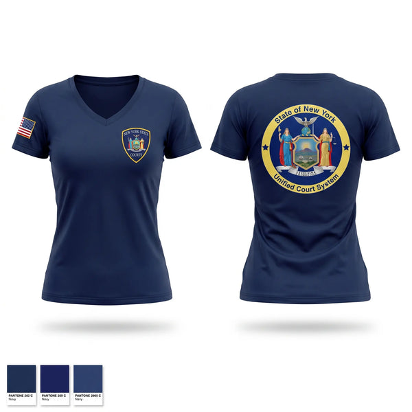 Womens Short Sleeve Vneck Shirt, NYS Courts, Police, Teamtime, Team time, sublimation, custom sports apparel, team uniforms, spirit wear, spiritwear, sports uniforms, custom shirts, team store, custom team store, fundraiser sports, apparel fundraiser