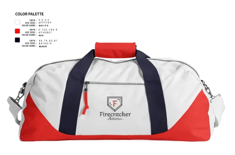 Duffle Bag, Firecracker Athletics, Softball, Teamtime, Team time, sublimation, custom sports apparel, team uniforms, spirit wear, spiritwear, sports uniforms, custom shirts, team store, custom team store, fundraiser sports, apparel fundraiser