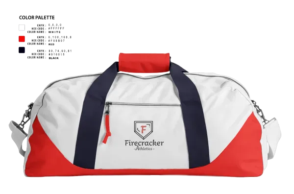Duffle Bag, Firecracker Athletics, Softball, Teamtime, Team time, sublimation, custom sports apparel, team uniforms, spirit wear, spiritwear, sports uniforms, custom shirts, team store, custom team store, fundraiser sports, apparel fundraiser