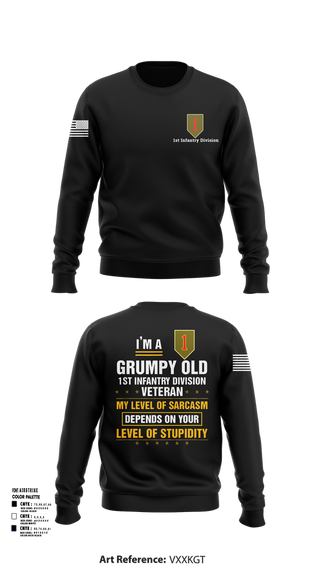 Crew Neck Sweatshirt, 1st Infantry Division, , Teamtime, Team time, sublimation, custom sports apparel, team uniforms, spirit wear, spiritwear, sports uniforms, custom shirts, team store, custom team store, fundraiser sports, apparel fundraiser