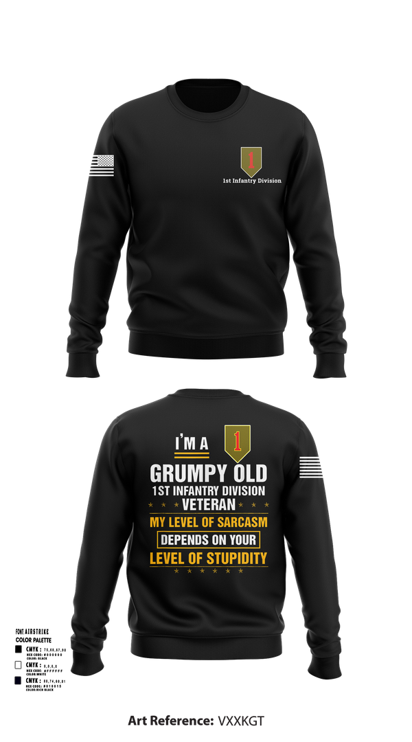 Crew Neck Sweatshirt, 1st Infantry Division, , Teamtime, Team time, sublimation, custom sports apparel, team uniforms, spirit wear, spiritwear, sports uniforms, custom shirts, team store, custom team store, fundraiser sports, apparel fundraiser