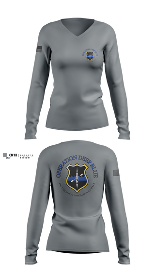 Womens Long Sleeve Vneck Shirt, Operation Deep Blue, , Teamtime, Team time, sublimation, custom sports apparel, team uniforms, spirit wear, spiritwear, sports uniforms, custom shirts, team store, custom team store, fundraiser sports, apparel fundraiser