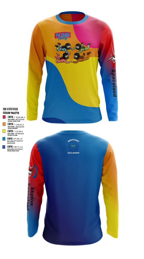 Long Sleeve Performance Shirt, Skydive Dallas Pajama Party, Spirit Store, Teamtime, Team time, sublimation, custom sports apparel, team uniforms, spirit wear, spiritwear, sports uniforms, custom shirts, team store, custom team store, fundraiser sports, apparel fundraiser