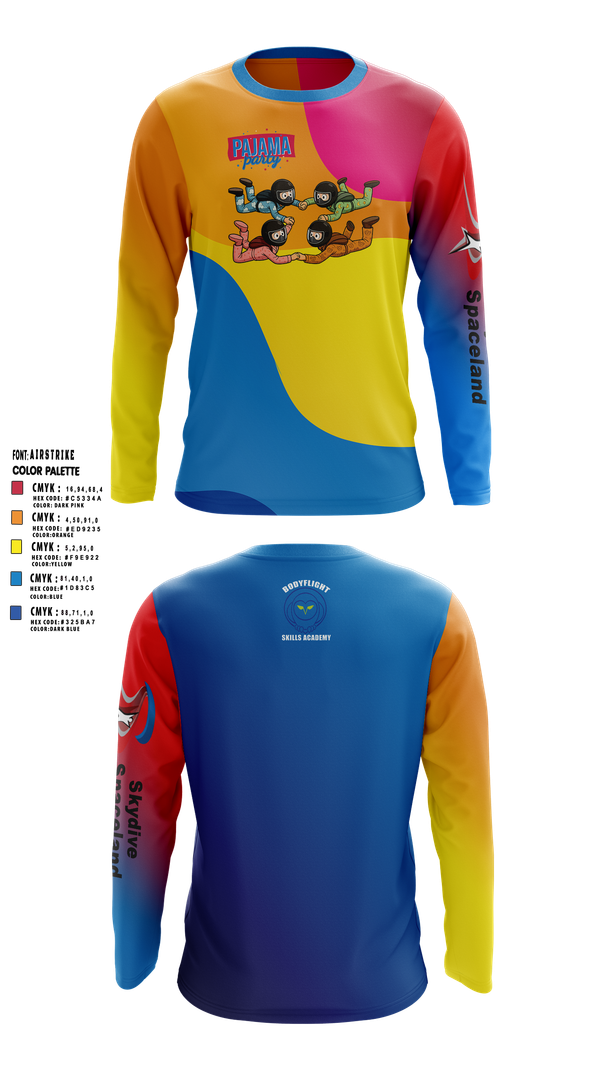 Long Sleeve Performance Shirt, Skydive Dallas Pajama Party, Spirit Store, Teamtime, Team time, sublimation, custom sports apparel, team uniforms, spirit wear, spiritwear, sports uniforms, custom shirts, team store, custom team store, fundraiser sports, apparel fundraiser