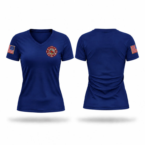 Womens Short Sleeve Vneck Shirt, Ivanhoe Volunteer Fire Department, Fire Department, Teamtime, Team time, sublimation, custom sports apparel, team uniforms, spirit wear, spiritwear, sports uniforms, custom shirts, team store, custom team store, fundraiser sports, apparel fundraiser