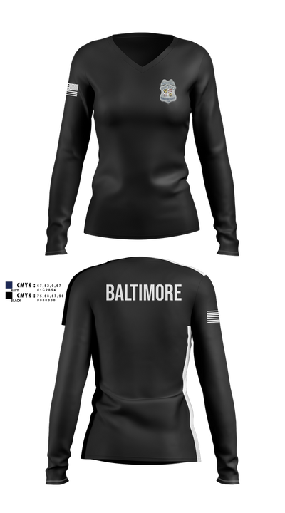 Baltimore Police Department 87844161 Women's Long Sleeve V-neck Shirt - 100
