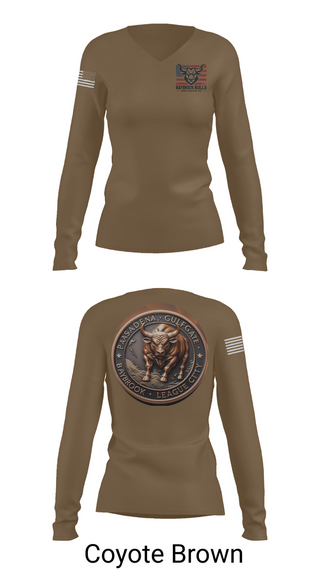 Womens Long Sleeve Vneck Shirt, Baybrook Army Recruiting Company, , Teamtime, Team time, sublimation, custom sports apparel, team uniforms, spirit wear, spiritwear, sports uniforms, custom shirts, team store, custom team store, fundraiser sports, apparel fundraiser