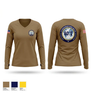 Womens Long Sleeve Vneck Shirt, Commander Naval meteorology and oceanography command, Navy, Teamtime, Team time, sublimation, custom sports apparel, team uniforms, spirit wear, spiritwear, sports uniforms, custom shirts, team store, custom team store, fundraiser sports, apparel fundraiser