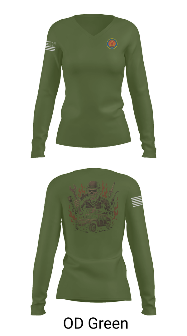 Womens Long Sleeve Vneck Shirt, 4th Combat Engineer Battalion A Co, Marines, Teamtime, Team time, sublimation, custom sports apparel, team uniforms, spirit wear, spiritwear, sports uniforms, custom shirts, team store, custom team store, fundraiser sports, apparel fundraiser