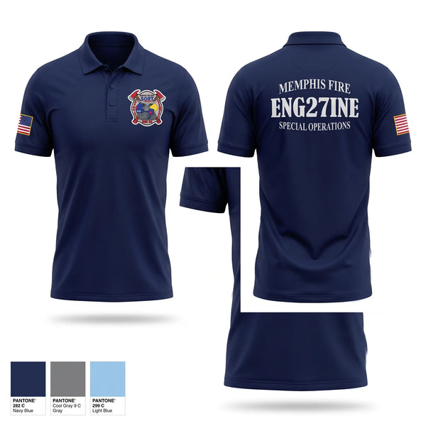 Short Sleeve Performance Polo, Memphis Fire Station 27, Fire Department, Teamtime, Team time, sublimation, custom sports apparel, team uniforms, spirit wear, spiritwear, sports uniforms, custom shirts, team store, custom team store, fundraiser sports, apparel fundraiser