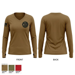 Womens Long Sleeve Vneck Shirt, 441st Ground Ambulance, Army, Teamtime, Team time, sublimation, custom sports apparel, team uniforms, spirit wear, spiritwear, sports uniforms, custom shirts, team store, custom team store, fundraiser sports, apparel fundraiser