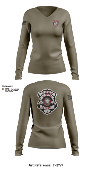 Womens Long Sleeve Vneck Shirt, OUH Security, Police, Teamtime, Team time, sublimation, custom sports apparel, team uniforms, spirit wear, spiritwear, sports uniforms, custom shirts, team store, custom team store, fundraiser sports, apparel fundraiser