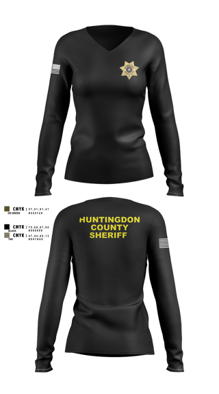 Womens Long Sleeve Vneck Shirt, Huntingdon County Sheriff’s Office, Police, Teamtime, Team time, sublimation, custom sports apparel, team uniforms, spirit wear, spiritwear, sports uniforms, custom shirts, team store, custom team store, fundraiser sports, apparel fundraiser