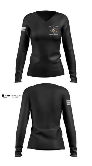Womens Long Sleeve Vneck Shirt, 1st BN, 355th Regiment, Army, Teamtime, Team time, sublimation, custom sports apparel, team uniforms, spirit wear, spiritwear, sports uniforms, custom shirts, team store, custom team store, fundraiser sports, apparel fundraiser