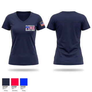 Womens Short Sleeve Vneck Shirt, La County Fire Search Dogs, Fire Department, Teamtime, Team time, sublimation, custom sports apparel, team uniforms, spirit wear, spiritwear, sports uniforms, custom shirts, team store, custom team store, fundraiser sports, apparel fundraiser