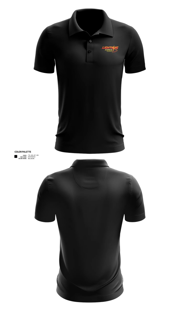 Short Sleeve Performance Polo, Lightning Force Athletics, Track & Field, Teamtime, Team time, sublimation, custom sports apparel, team uniforms, spirit wear, spiritwear, sports uniforms, custom shirts, team store, custom team store, fundraiser sports, apparel fundraiser