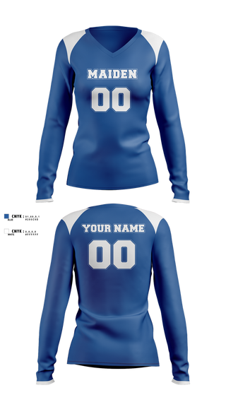 Womens Long Sleeve Vneck Shirt, Maiden High School Volleyball, Women's Volleyball, Teamtime, Team time, sublimation, custom sports apparel, team uniforms, spirit wear, spiritwear, sports uniforms, custom shirts, team store, custom team store, fundraiser sports, apparel fundraiser