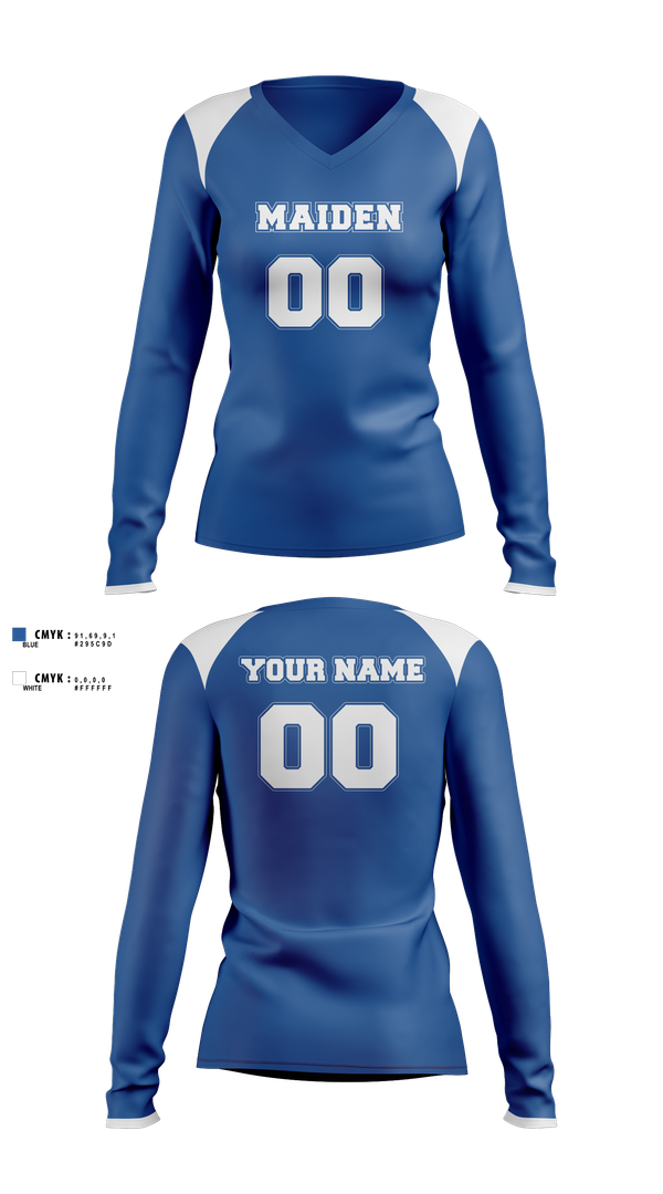 Womens Long Sleeve Vneck Shirt, Maiden High School Volleyball, Women's Volleyball, Teamtime, Team time, sublimation, custom sports apparel, team uniforms, spirit wear, spiritwear, sports uniforms, custom shirts, team store, custom team store, fundraiser sports, apparel fundraiser
