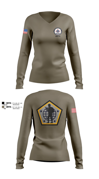 Womens Long Sleeve Vneck Shirt, HRC G3, Army, Teamtime, Team time, sublimation, custom sports apparel, team uniforms, spirit wear, spiritwear, sports uniforms, custom shirts, team store, custom team store, fundraiser sports, apparel fundraiser