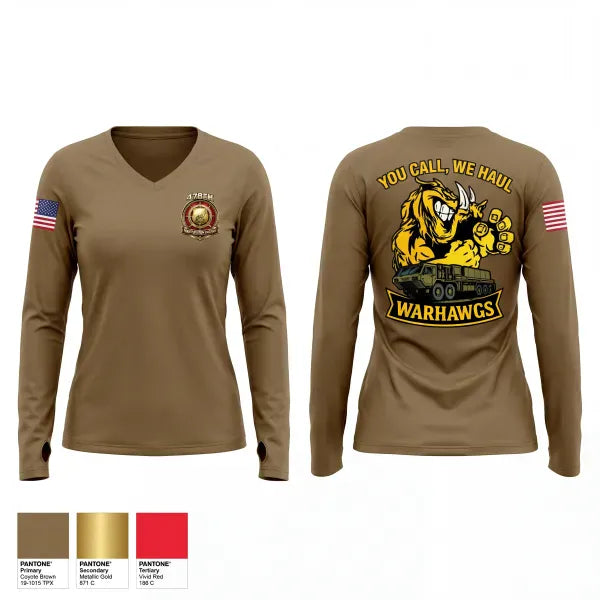 Womens Long Sleeve Vneck Shirt, 478th Trasportation Company, Army, Teamtime, Team time, sublimation, custom sports apparel, team uniforms, spirit wear, spiritwear, sports uniforms, custom shirts, team store, custom team store, fundraiser sports, apparel fundraiser
