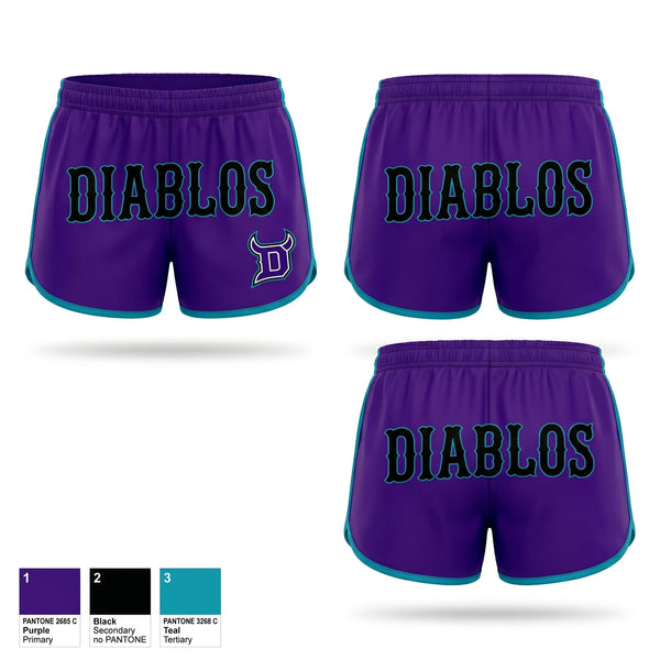 Womens Shorts, Diablos, Baseball, Teamtime, Team time, sublimation, custom sports apparel, team uniforms, spirit wear, spiritwear, sports uniforms, custom shirts, team store, custom team store, fundraiser sports, apparel fundraiser