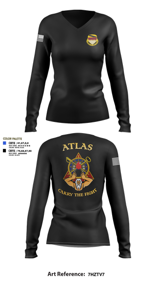 Womens Long Sleeve Vneck Shirt, A Co, 115th BSB, 1CD, Army, Teamtime, Team time, sublimation, custom sports apparel, team uniforms, spirit wear, spiritwear, sports uniforms, custom shirts, team store, custom team store, fundraiser sports, apparel fundraiser