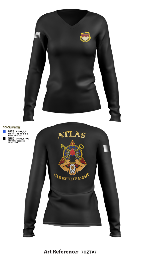 Womens Long Sleeve Vneck Shirt, A Co, 115th BSB, 1CD, Army, Teamtime, Team time, sublimation, custom sports apparel, team uniforms, spirit wear, spiritwear, sports uniforms, custom shirts, team store, custom team store, fundraiser sports, apparel fundraiser