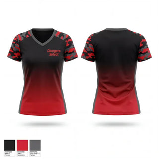 Womens Short Sleeve Vneck Shirt, Chargers Select, Baseball, Teamtime, Team time, sublimation, custom sports apparel, team uniforms, spirit wear, spiritwear, sports uniforms, custom shirts, team store, custom team store, fundraiser sports, apparel fundraiser